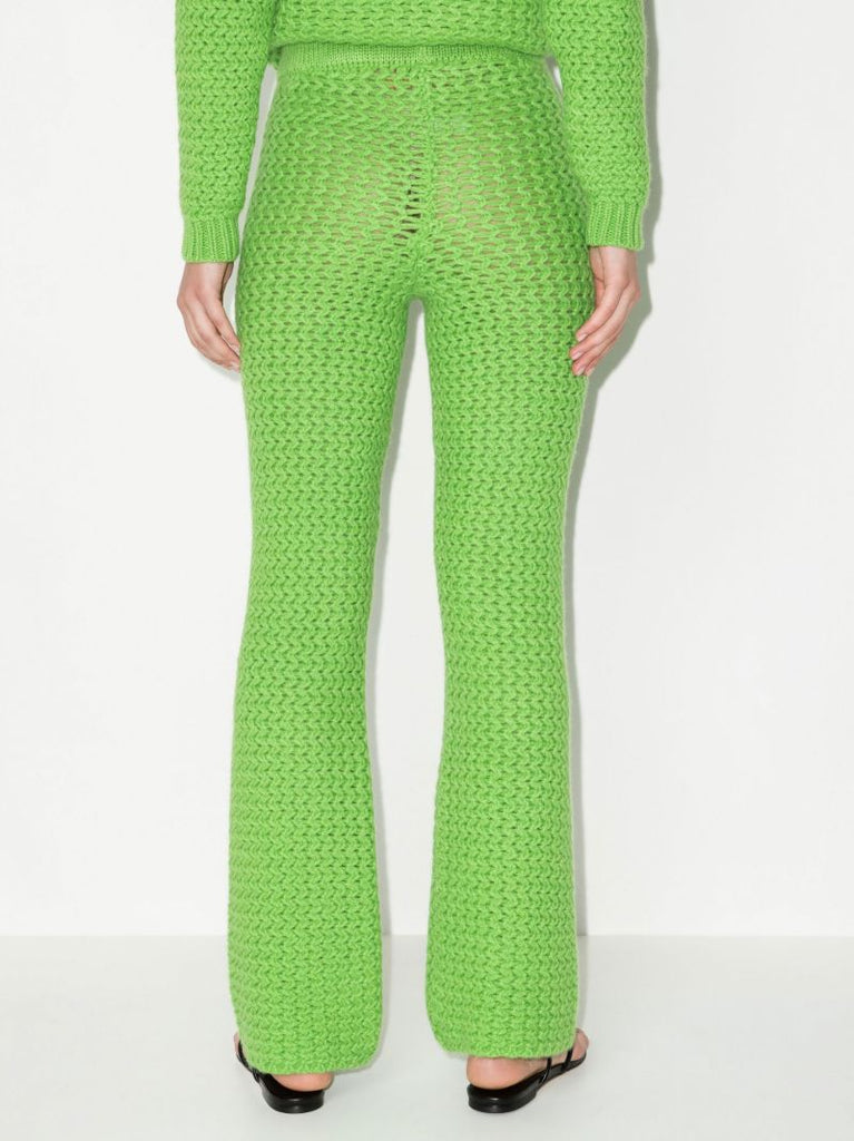 Green Rope Stitch Wide Leg Trousers