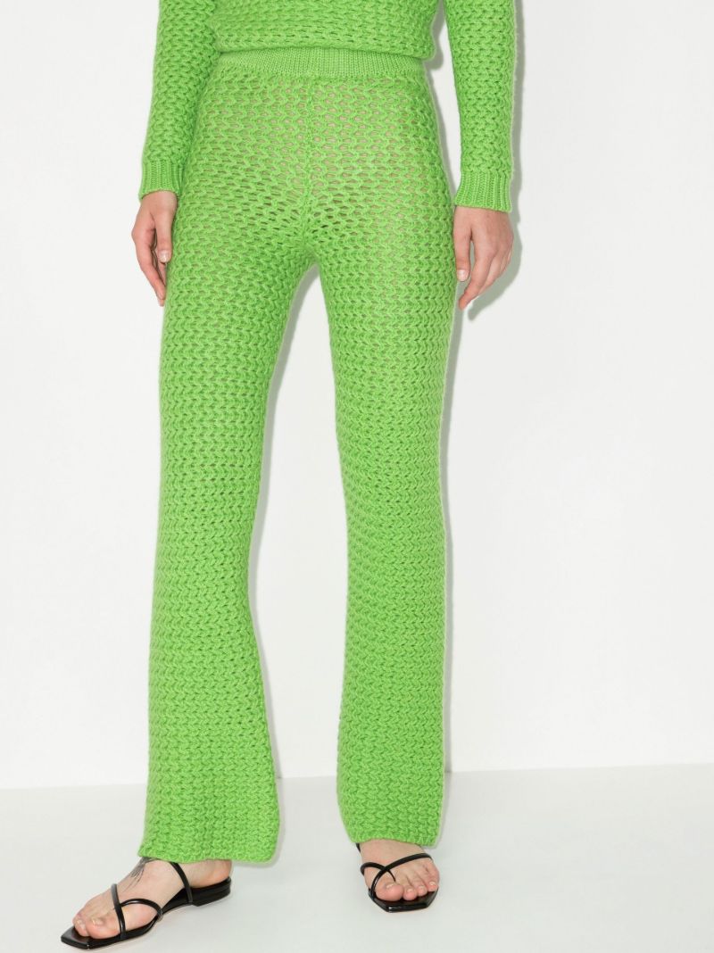 Green Rope Stitch Wide Leg Trousers