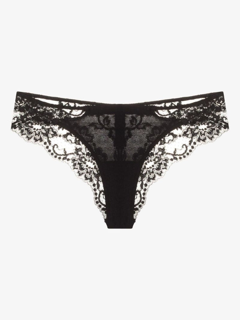 Black SouplÃ_x0083_Â¨ Cotton and Lace Briefs