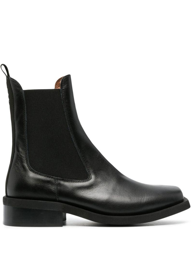 Black Leather Chelsea Boots