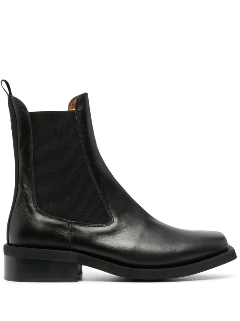 Black Leather Chelsea Boots