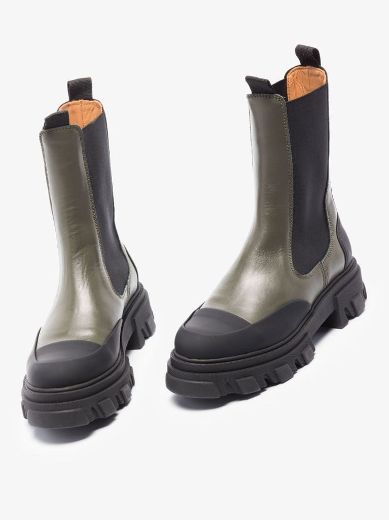 Green Mid Chelsea Boots