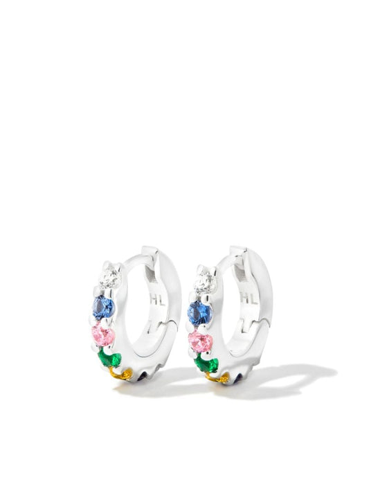 Sterling Silver Eternity Crystal Hoop Earrings