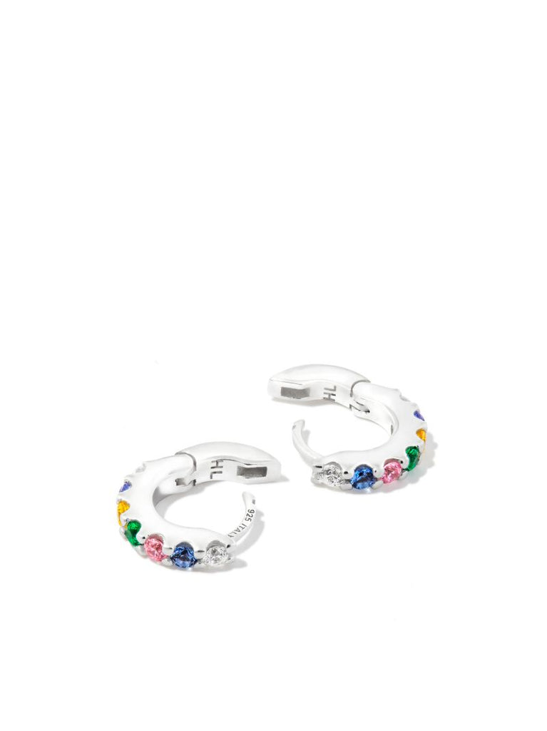 Sterling Silver Eternity Crystal Hoop Earrings