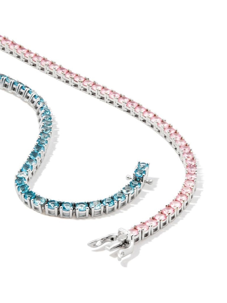 Sterling Silver Crystal Tennis Necklace