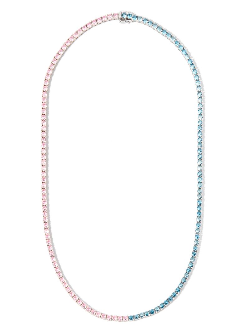 Sterling Silver Crystal Tennis Necklace