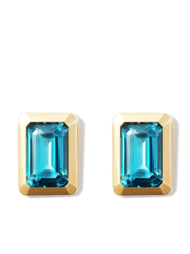 14k Yellow Gold Topaz Stud Earrings