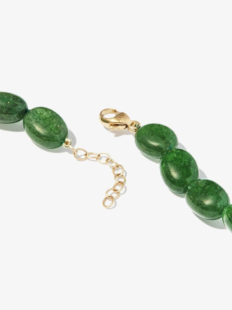 14k Yellow Gold Arizona Emerald Beaded Necklace