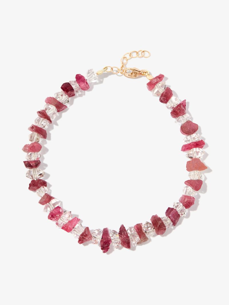 14k Yellow Gold Gaia Tourmaline Herkimer Diamond Bracelet