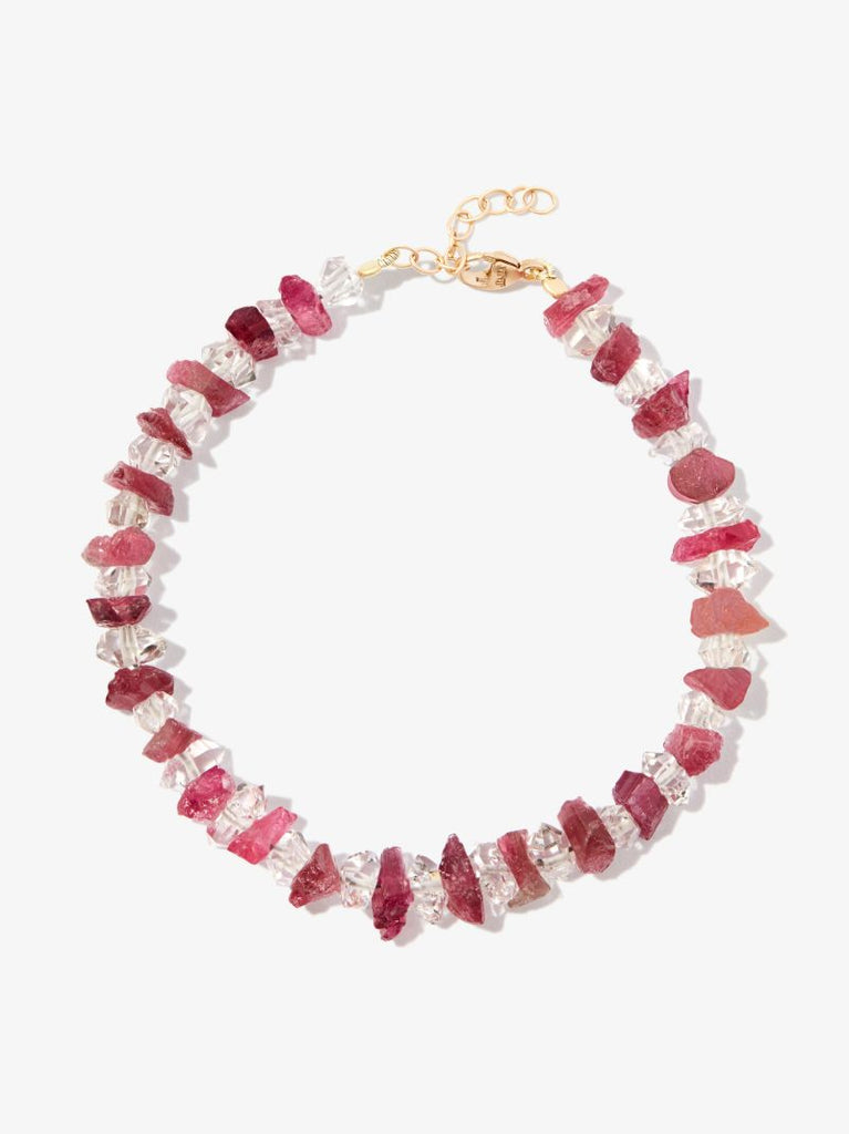 14k Yellow Gold Gaia Tourmaline Herkimer Diamond Bracelet