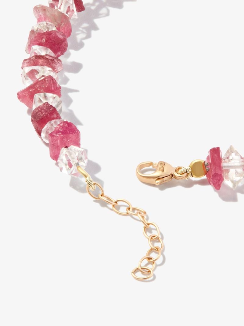 14k Yellow Gold Gaia Tourmaline Herkimer Diamond Bracelet