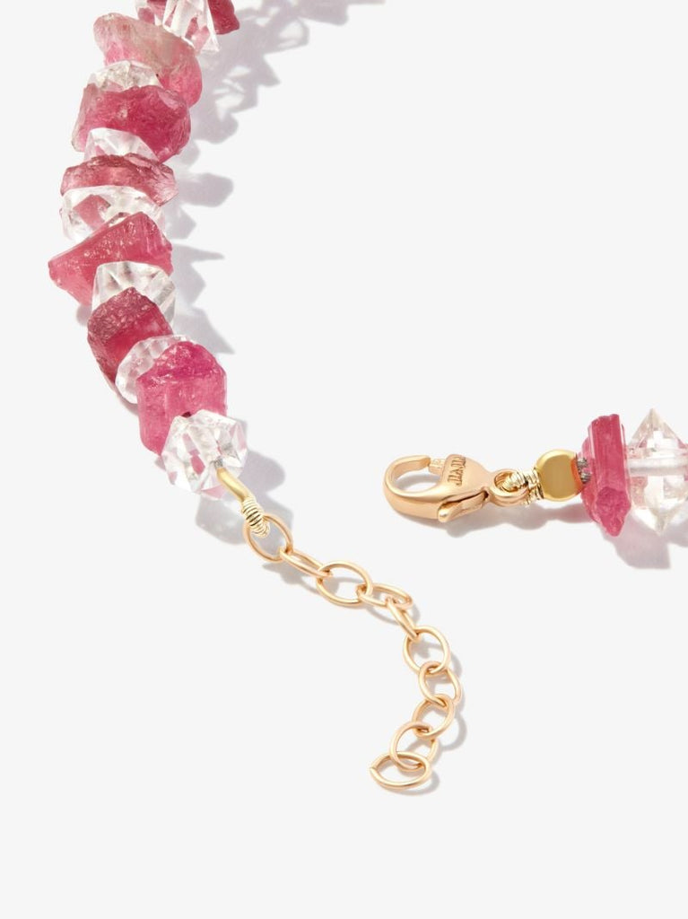 14k Yellow Gold Gaia Tourmaline Herkimer Diamond Bracelet