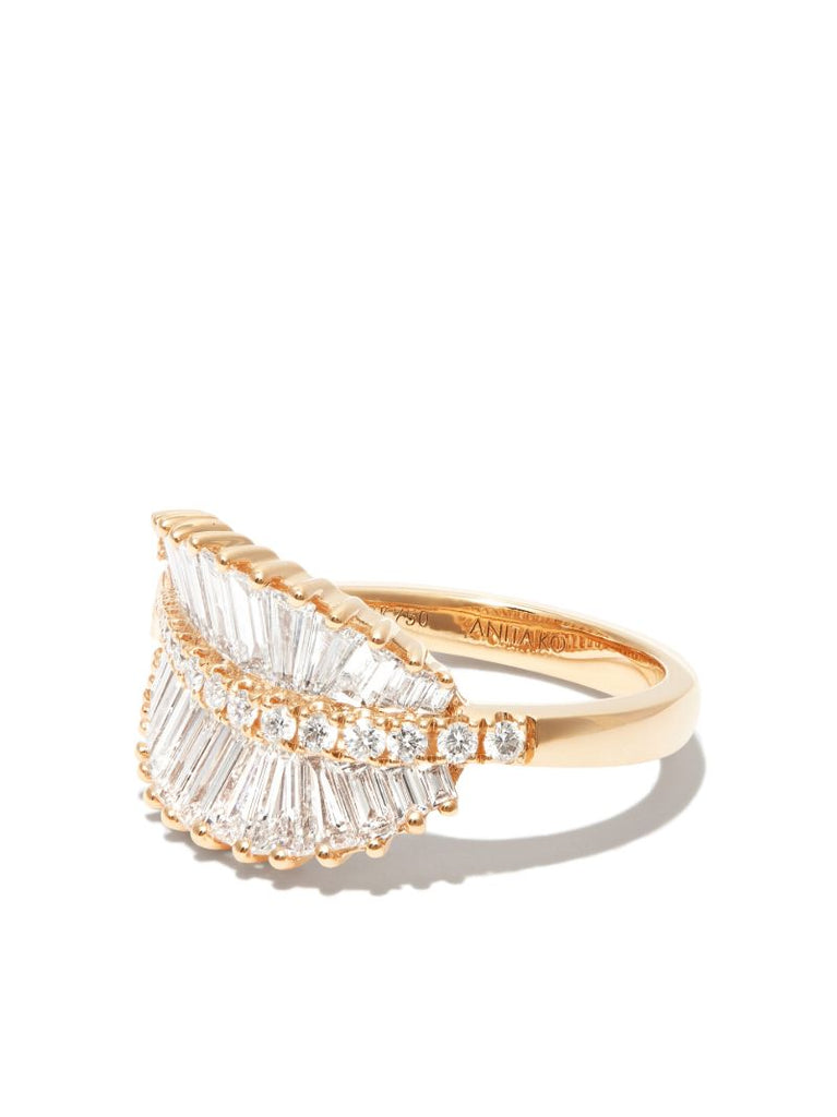 18k Yellow Gold Diamond Palm Leaf Ring