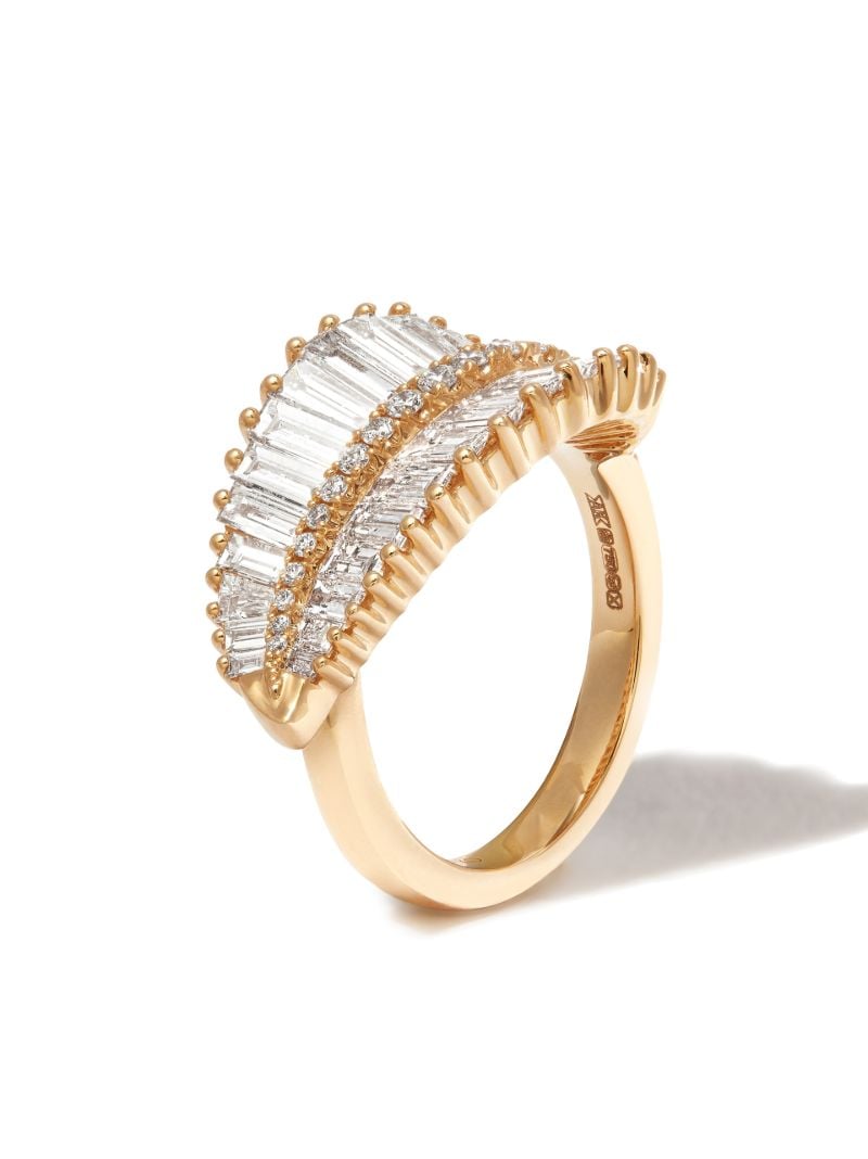18k Yellow Gold Diamond Palm Leaf Ring