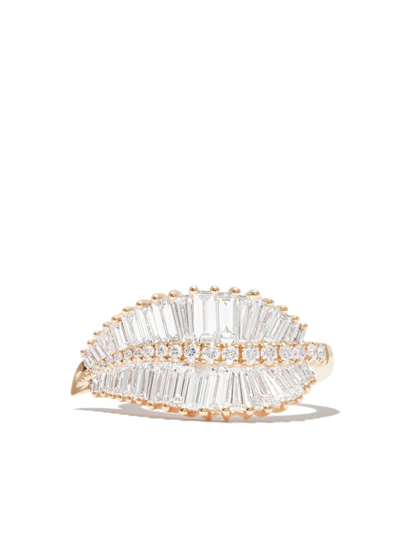 18k Yellow Gold Diamond Palm Leaf Ring