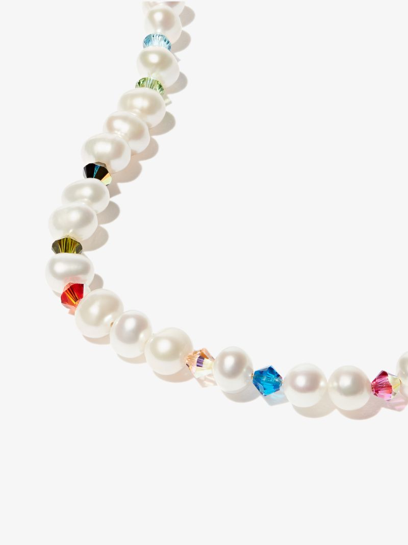 White Pearl and Crystal Beaded Bracelet