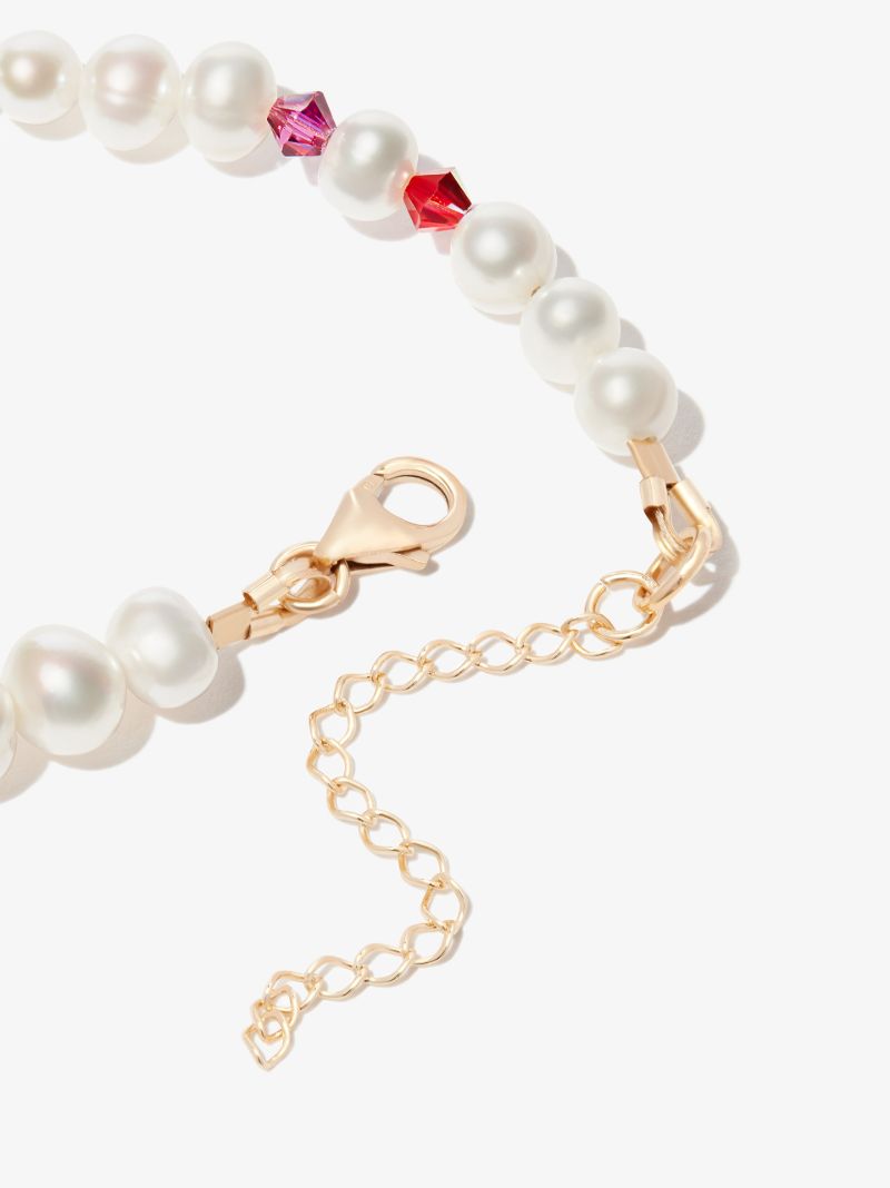 White Pearl and Crystal Beaded Bracelet