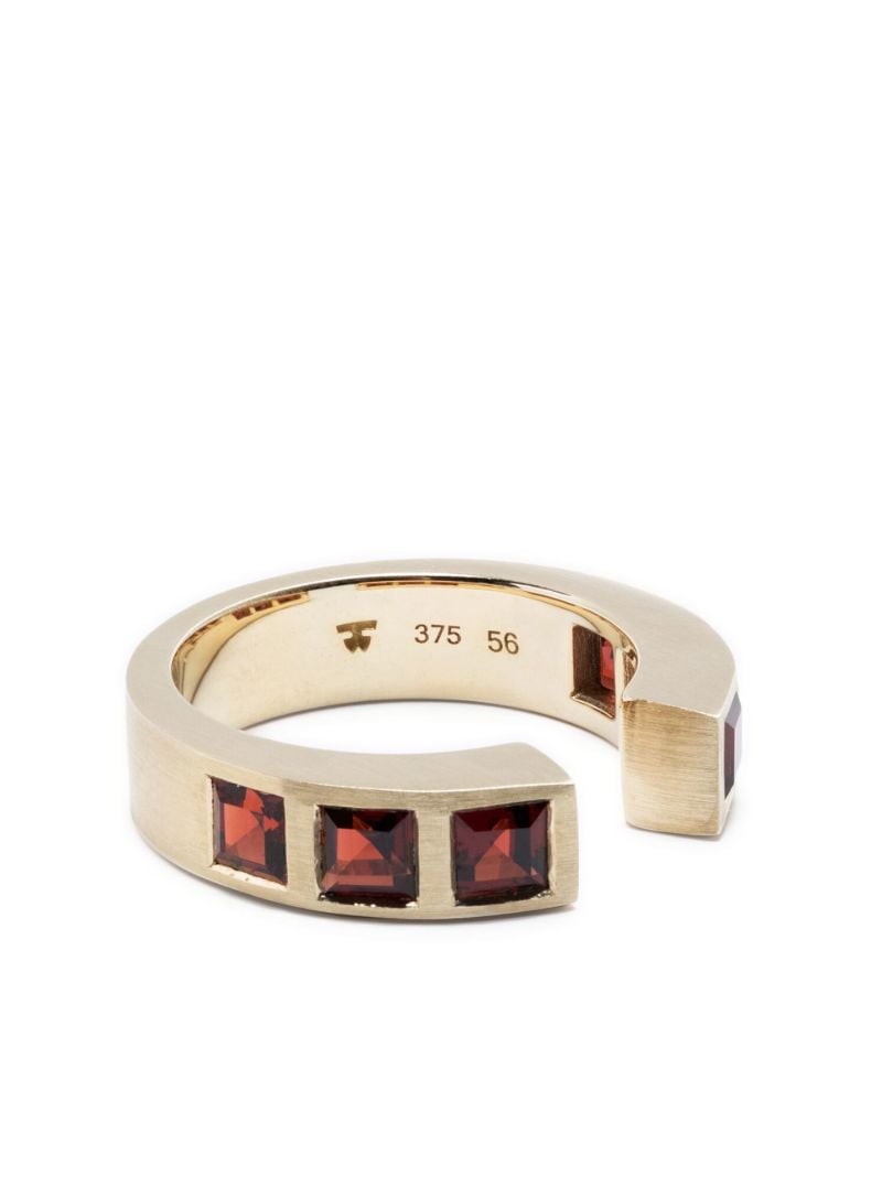 Gold-tone Gate Square Garnet Ring