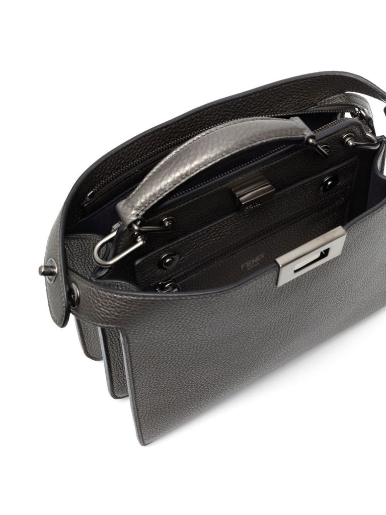 Grey Peekaboo Iseeu Leather Tote Bag