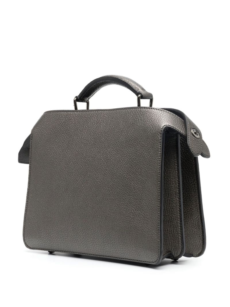 Grey Peekaboo Iseeu Leather Tote Bag