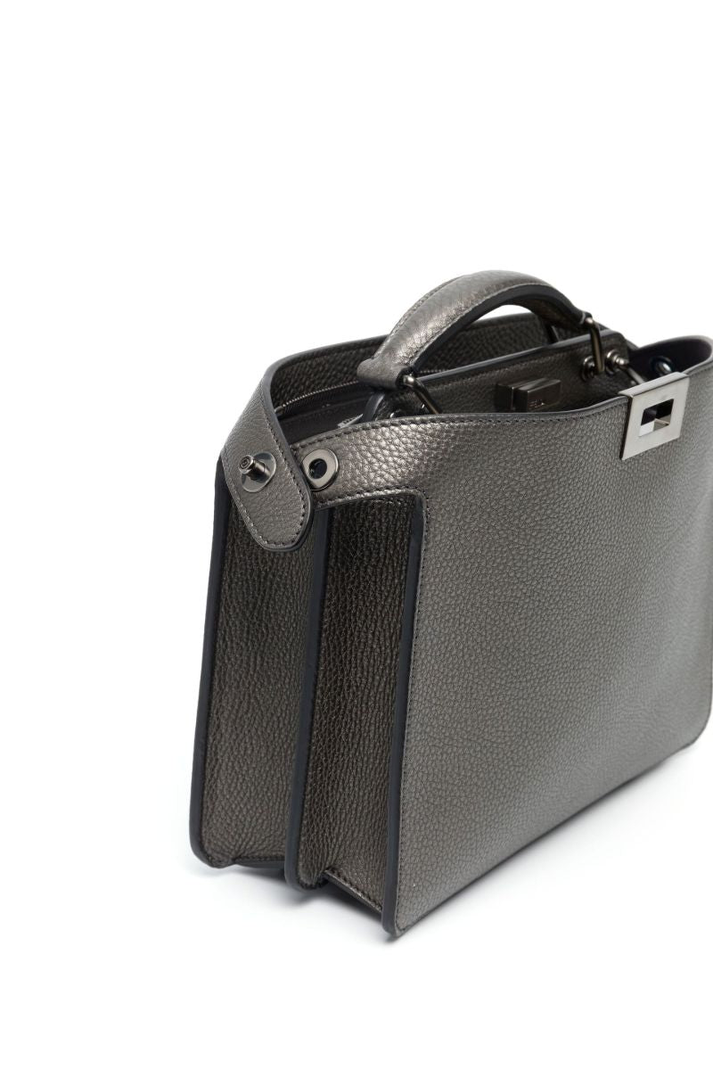 Grey Peekaboo Iseeu Leather Tote Bag