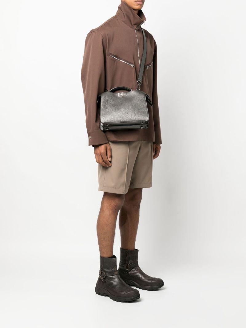 Grey Peekaboo Iseeu Leather Tote Bag