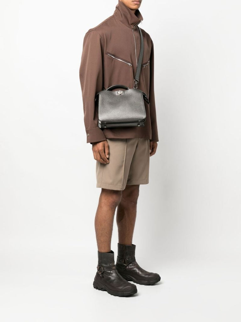 Grey Peekaboo Iseeu Leather Tote Bag