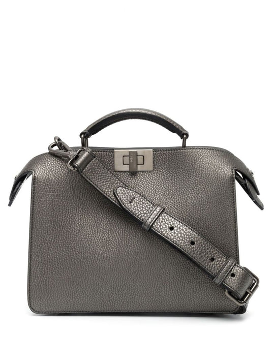Grey Peekaboo Iseeu Leather Tote Bag