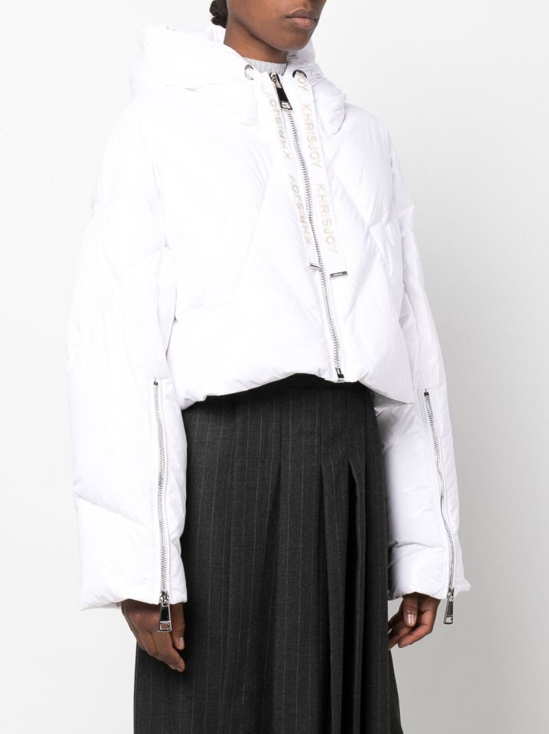 White Iconic Cropped Padded Jacket