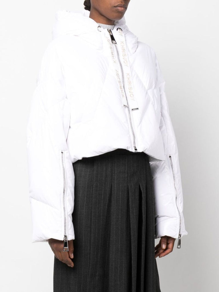 White Iconic Cropped Padded Jacket