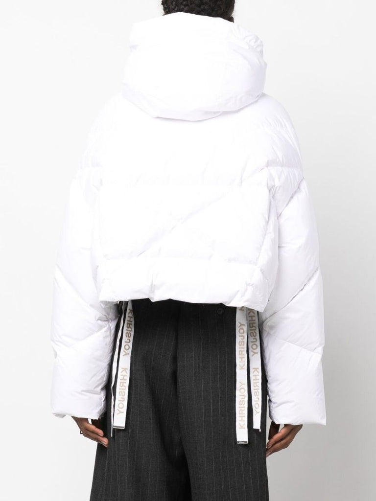 White Iconic Cropped Padded Jacket