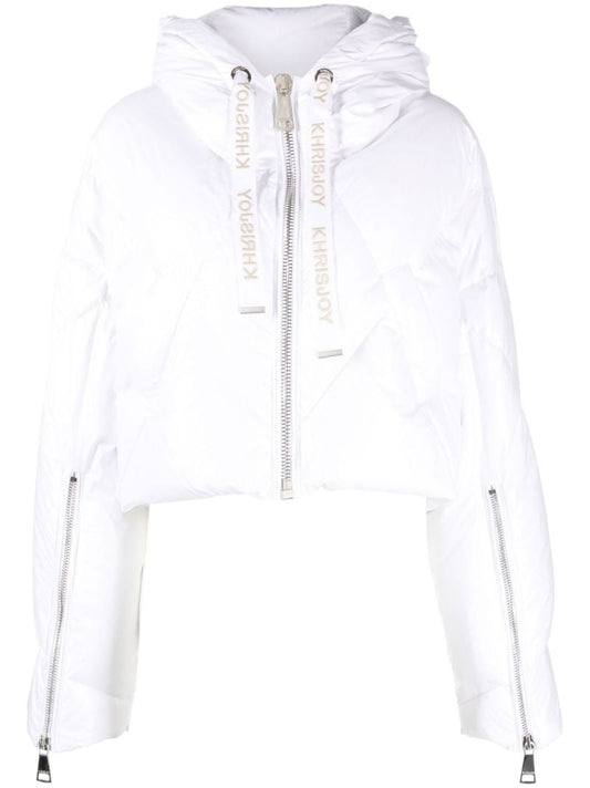 White Iconic Cropped Padded Jacket
