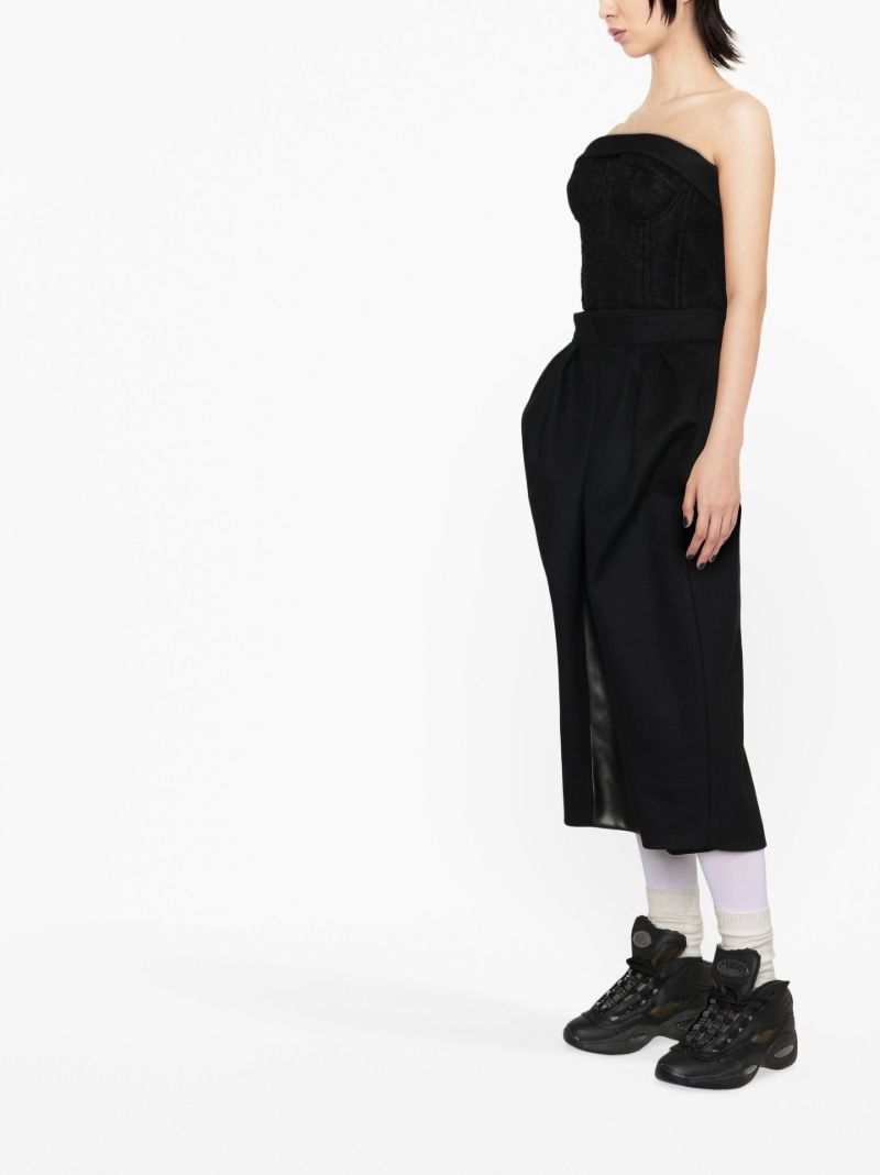 Black Bandeau Puff Ball Midi Dress