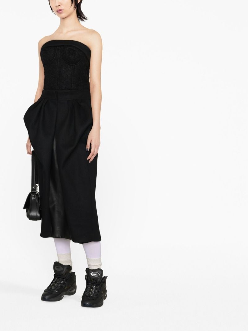 Black Bandeau Puff Ball Midi Dress