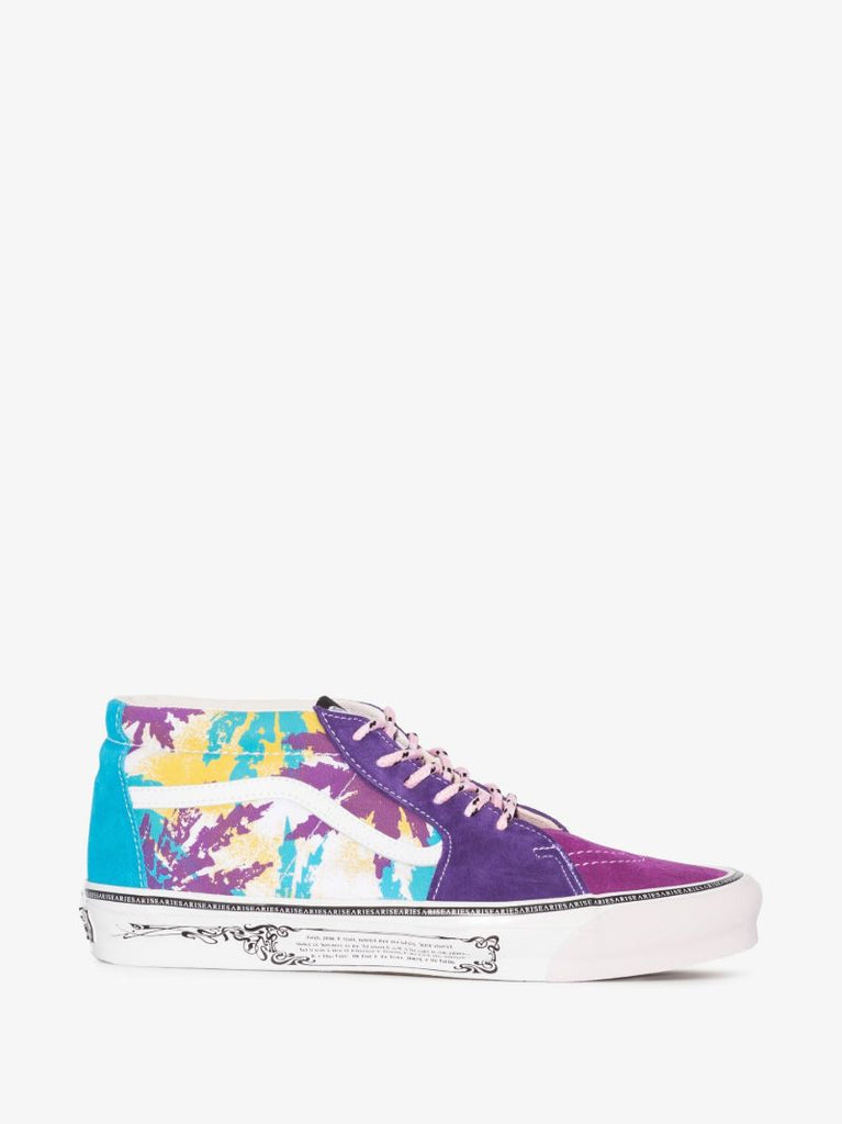 X Aries Purple Sk8-mid Printed Canvas Sneakers