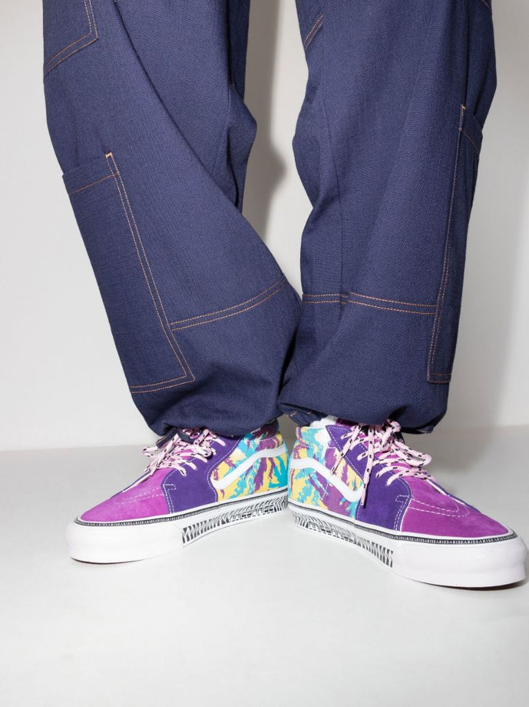 X Aries Purple Sk8-mid Printed Canvas Sneakers