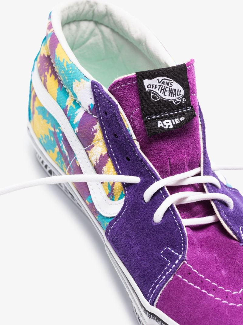 X Aries Purple Sk8-mid Printed Canvas Sneakers