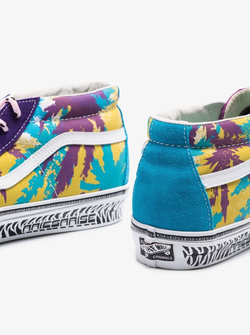 X Aries Purple Sk8-mid Printed Canvas Sneakers