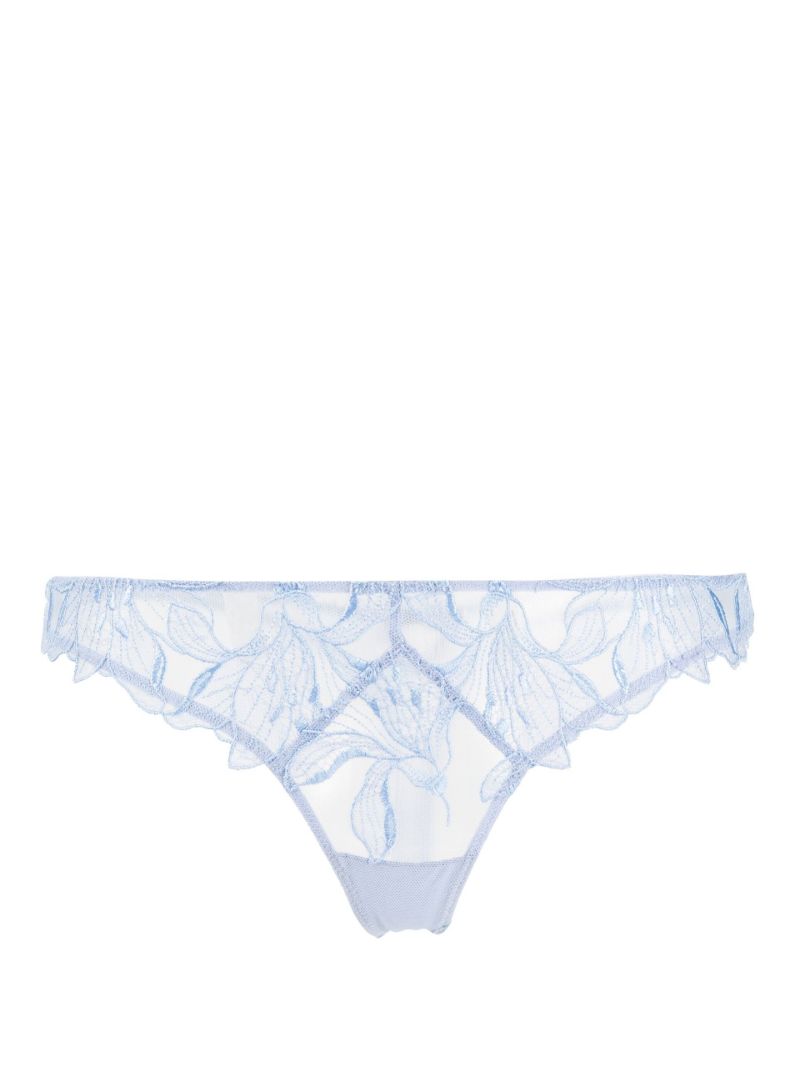 Blue Lily Embroidered Hipster Thong