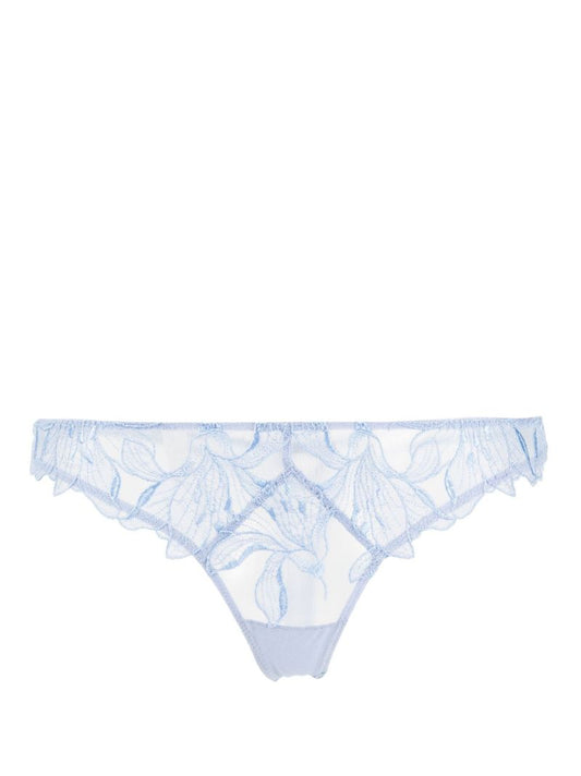 Blue Lily Embroidered Hipster Thong