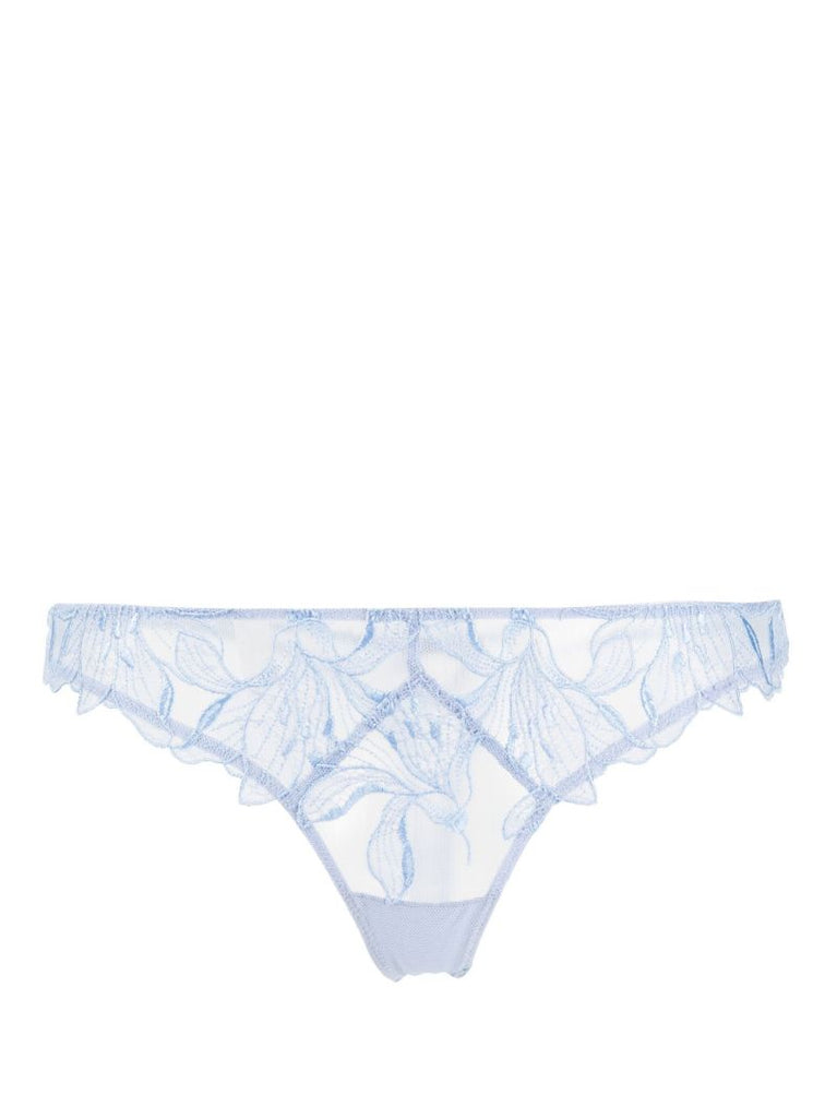 Blue Lily Embroidered Hipster Thong