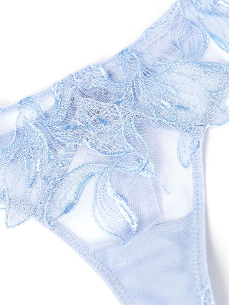 Blue Lily Embroidered Hipster Thong