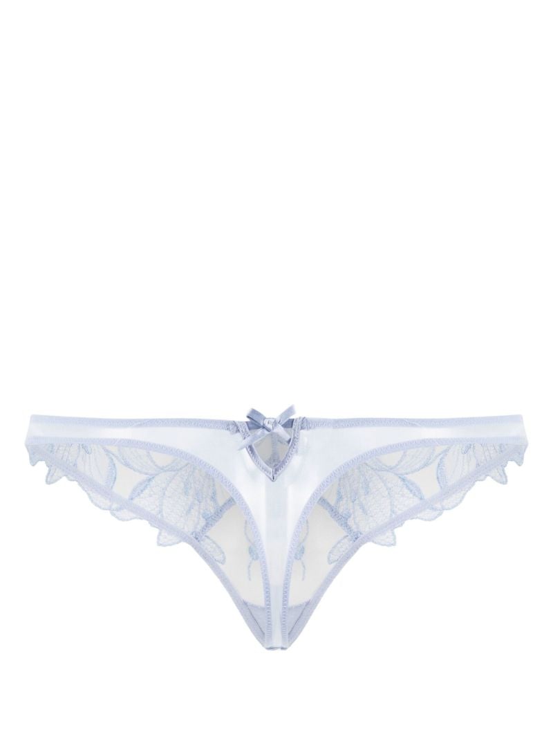 Blue Lily Embroidered Hipster Thong