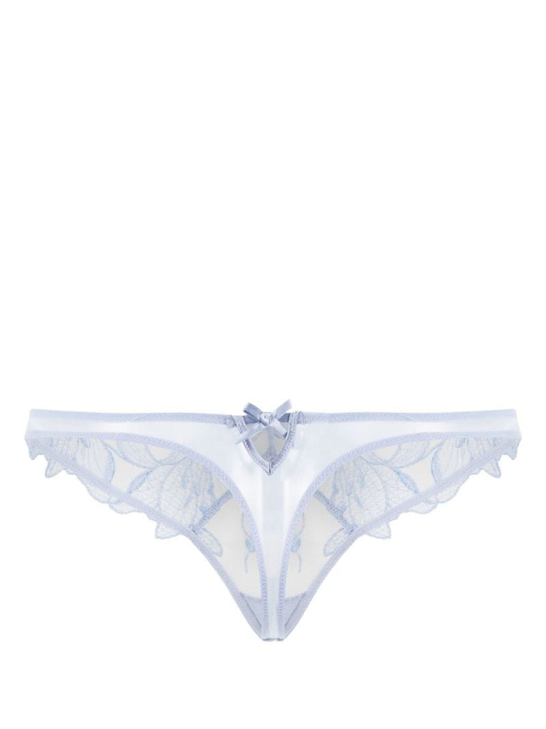 Blue Lily Embroidered Hipster Thong