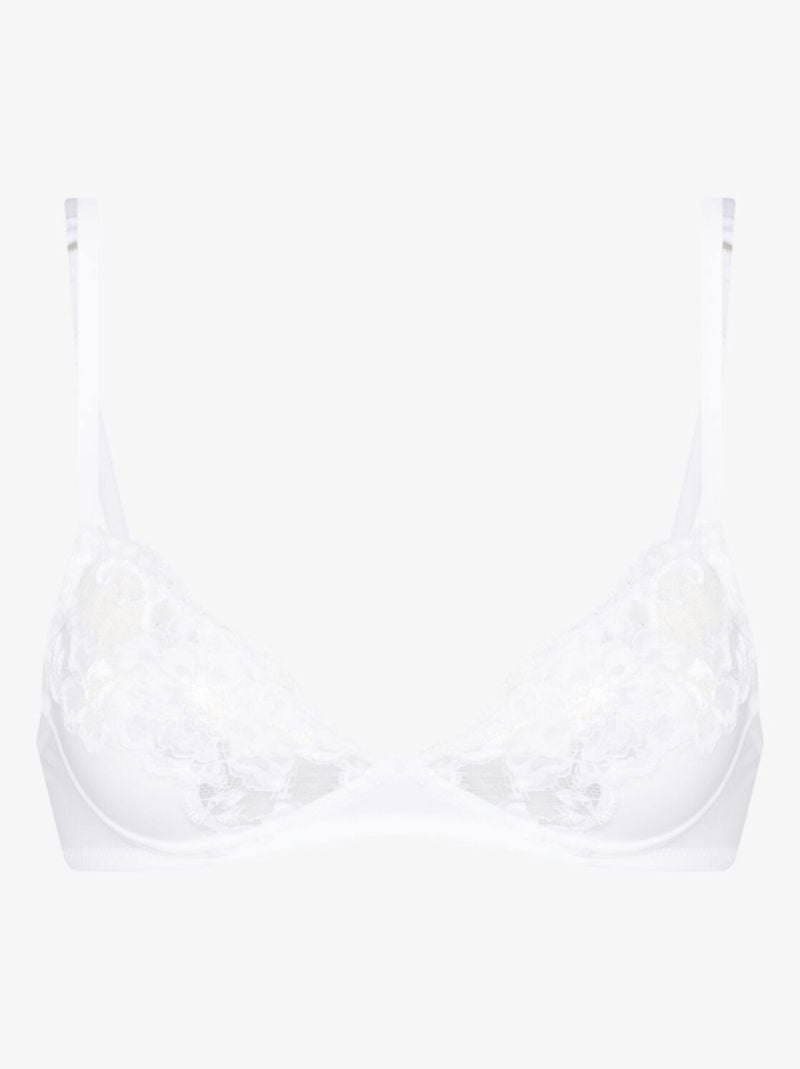 White SouplÃ_x0083_Â¨ Non-wired Cotton and Lace Bra