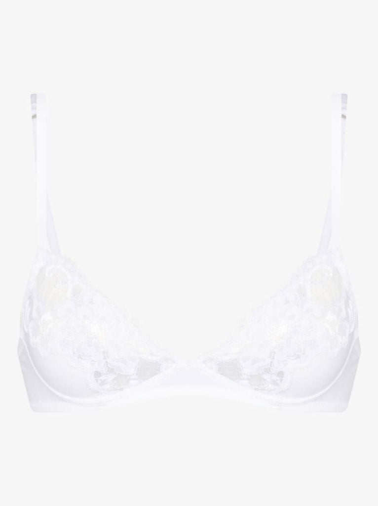 White SouplÃ_x0083_Â¨ Non-wired Cotton and Lace Bra