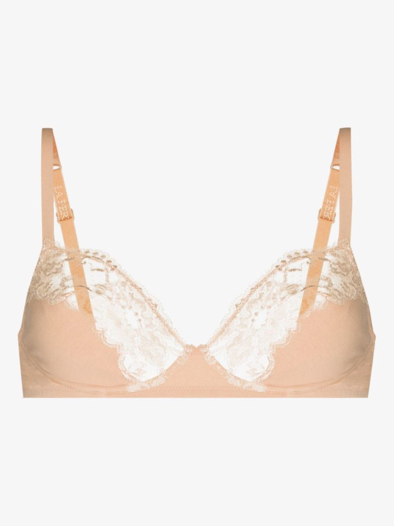 Neutral SouplÃ_x0083_Â¨ Cotton and Lace Bra