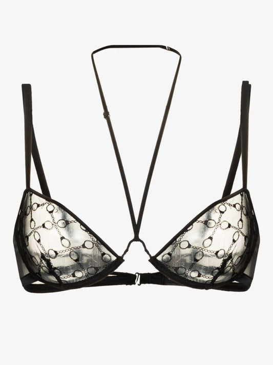 Black Embroidered Balconette Bra
