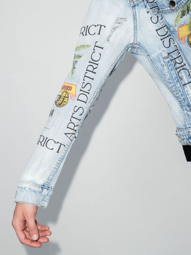 Rum Label Print Trucker Denim Jacket