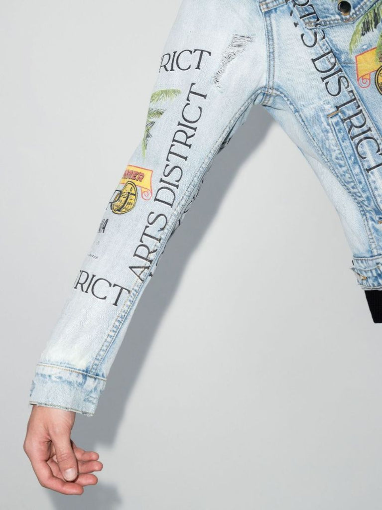 Rum Label Print Trucker Denim Jacket